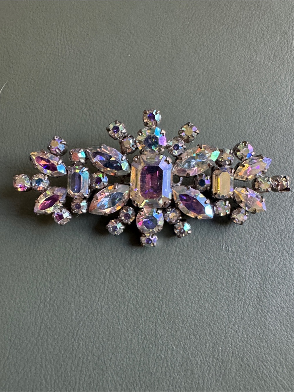 Vintage AUSTRIA Aurora Borealis Rhinestone Brooch Pin Shimmering Mid Century